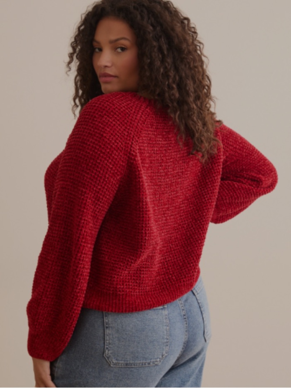 Arula Haisley Deep Red Chenille Waffle Sweater NWT 1X